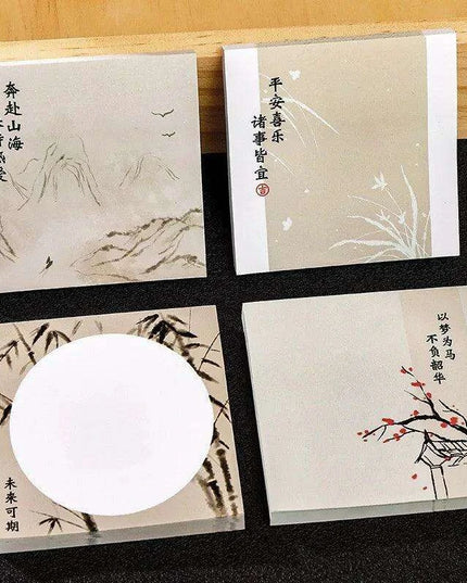 Elegant Chinese Art-Inspired Sticky Notes Set: Infuse Creativity into Your Workspace