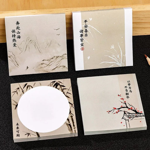 Chinese Artistry 50-Piece Sticky Notes Set for Workspace Charm