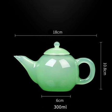 Sophisticated Jade Porcelain Glass Teapot Set with Stainless Steel Infuser - Ideal for Tea Aficionados