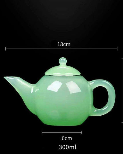 Sophisticated Jade Porcelain Glass Teapot Set with Stainless Steel Infuser - Ideal for Tea Aficionados