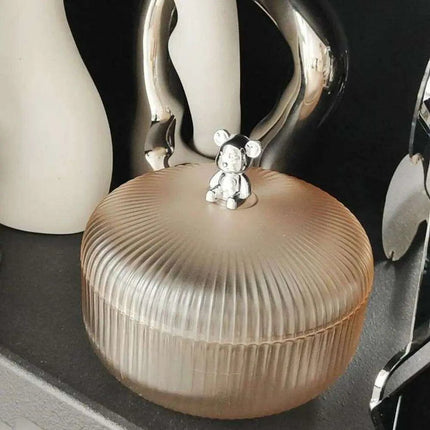 Chic Bear Design Plastic Snack Storage Tray with Dustproof Lid for Nuts, Fruits, and Candies - Spacious Kitchen Organizer