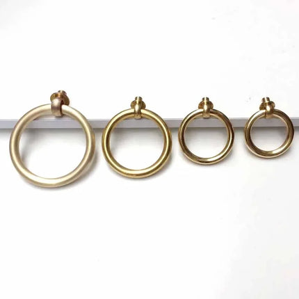 Modern Solid Brass Round Ring Cabinet Handle — Single Hole Drawer Pull, Copper or Bronze, 20mm to 60mm