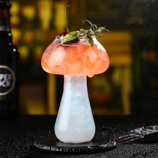 Mushroom Cocktail Glass with Unique Design and Convenient Straw