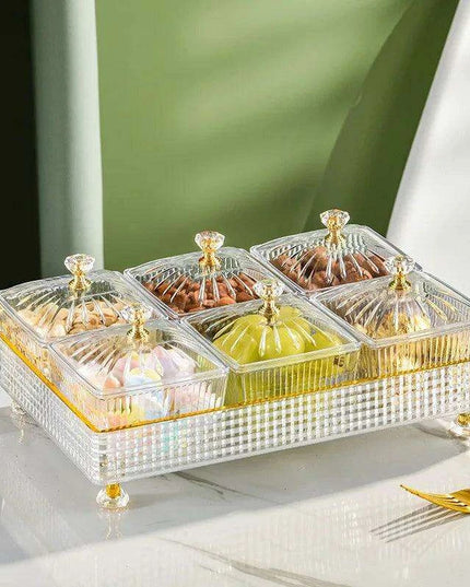 Chic Clear Nordic Snack Trays - Stylish 4/6 Compartment Bowls for Treats and Candies