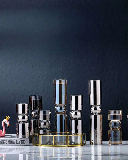 Geometric Glass Crystal Candle Holder - Chic Home Decor Accent