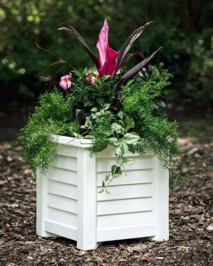 Coastal Elegance 16" Self-Watering Square Planter - Ideal for Outdoor Gardens