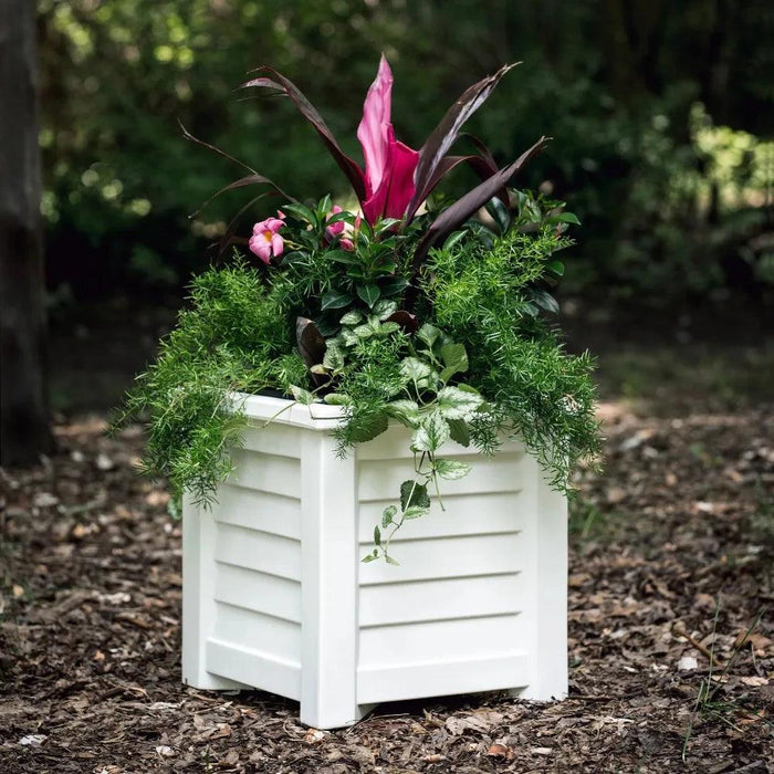 Coastal Elegance 16" Self-Watering Square Planter - Ideal for Outdoor Gardens