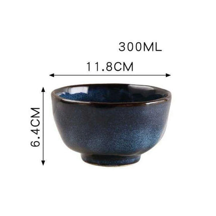 Elegant Nordic Blue Stoneware Dining Set - Safe for Microwave and Dishwasher