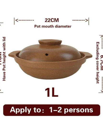 Traditional Unglazed Chinese Clay Casserole - Authentic Stew Pot for Gas Stove Cooking
