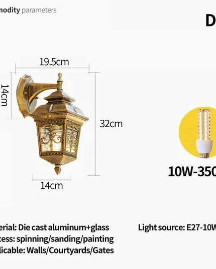 Elegant Waterproof Outdoor Wall Lantern for European-Style Gardens and Patios
