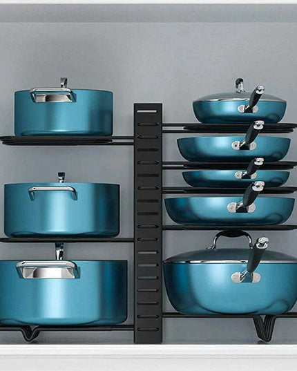 8-Tier Customizable Kitchen Cookware Organizer for Maximum Efficiency and Longevity