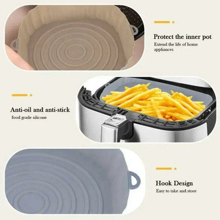 Sustainable 18CM Silicone Air Fryer Tray - Reusable Basket for Health-Conscious Cooking