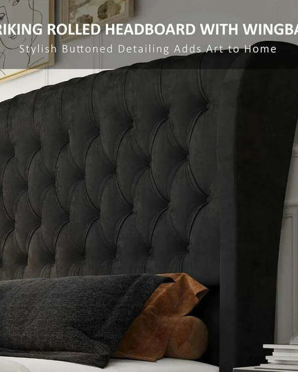 Opulent Handcrafted Velvet King Sleigh Bed - Sophisticated Style & Exceptional Comfort
