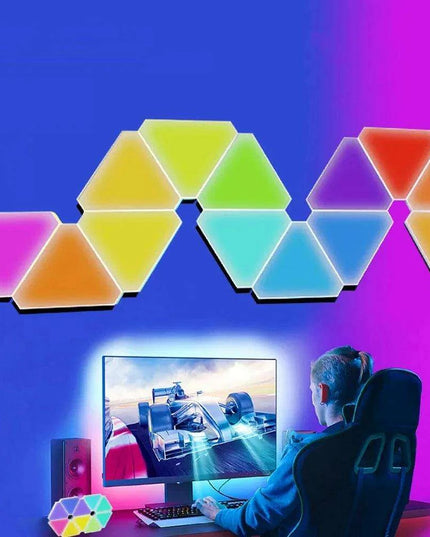 Triangular RGB Smart LED Wall Light Kit - Customizable App-Controlled Lamp