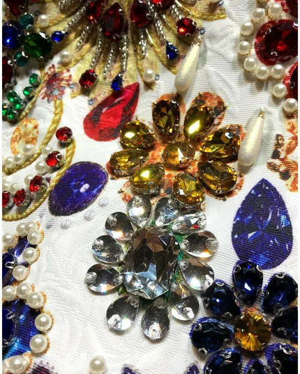 Glamorous Heavy Beaded Diamond A-Line Sleeveless Retro Court Dress