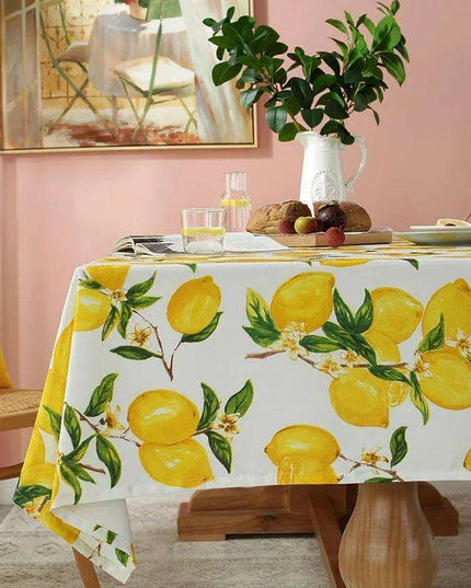 Vibrant Lemon Print Waterproof Rectangular Tablecloth for Festive Gatherings