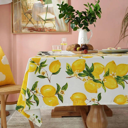 Vibrant Lemon Print Waterproof Rectangular Tablecloth for Festive Gatherings