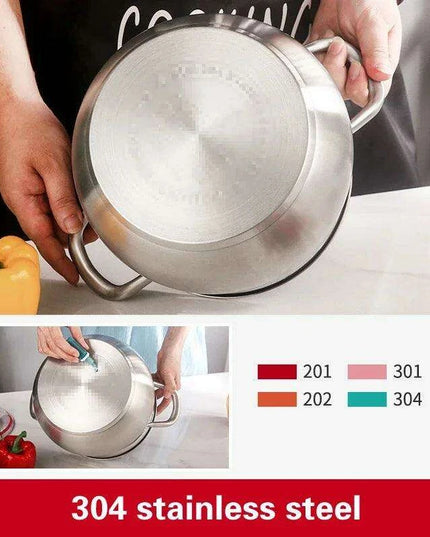 Versatile 304 Stainless Steel Large Soup Pot - Perfect for Gas and Induction Cooking