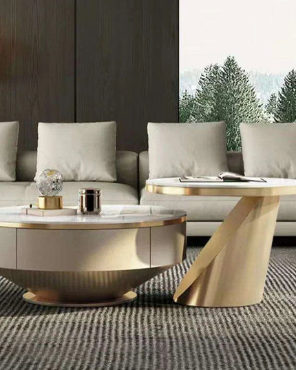 Sophisticated Round Coffee Table with Hidden Storage and Chic Design