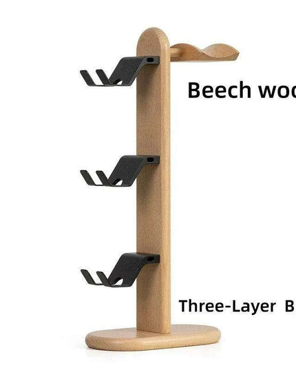 Elegant Walnut Gaming Controller Dock with Headphone Holder