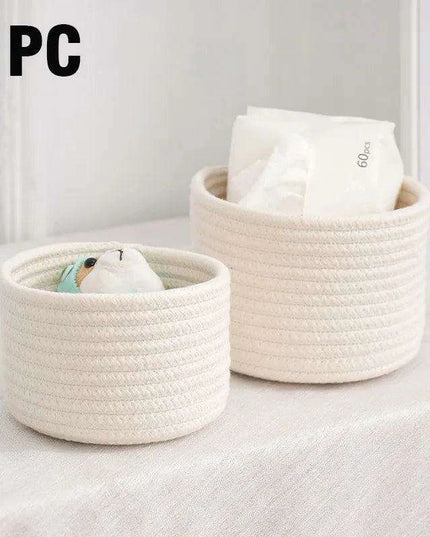 Stylish Handwoven Cotton Rope Basket for Home Organization and Storage