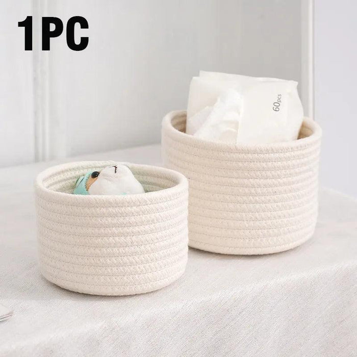 Stylish Handwoven Cotton Rope Basket for Home Organization and Storage