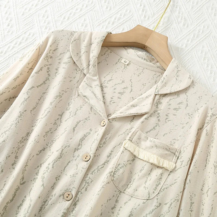 Chic Cotton Two-Piece Set Nighty: Elegant Sleepwear Pajamas for Women and Men