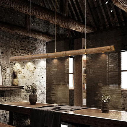 Xiaowei LED Chandelier - Creative Bamboo Design for Bar & Tea Rooms