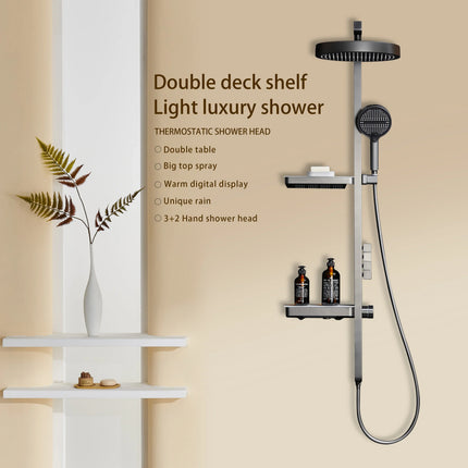 Wall-Mounted Smart LED Rainfall Shower System with Digital Dis