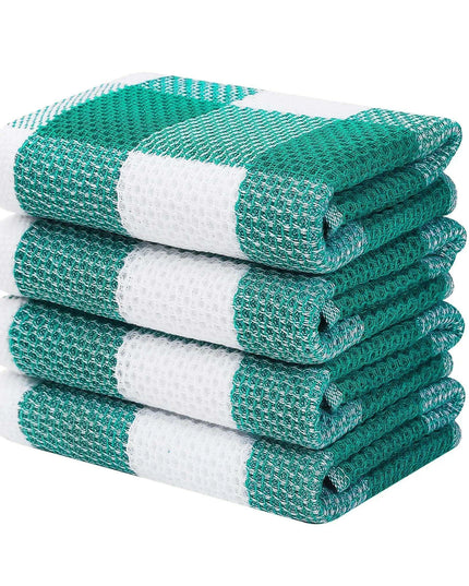 Elegant Cotton Waffle Weave Kitchen Towel and Scrubbing Pad Collection