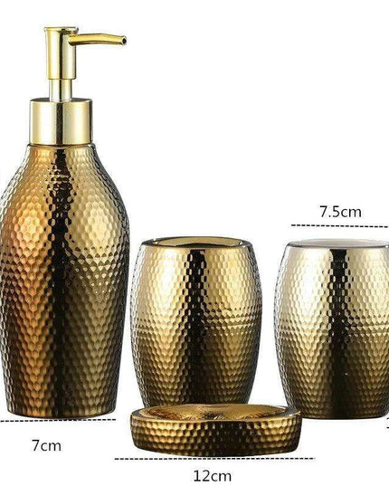 Golden Ceramic Bathroom Accessory Set