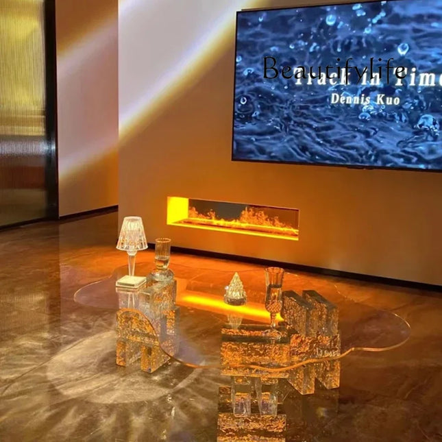 X36 Acrylic Cloud Coffee Table - Transparent Edge, High-End Design