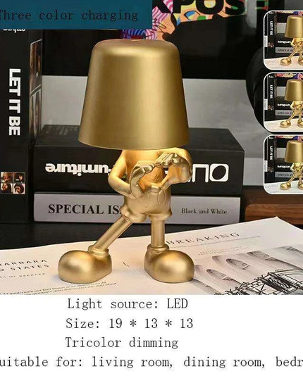 Illuminating Elegance: Golden Charging Desk Lamp with Italian Resin Accent