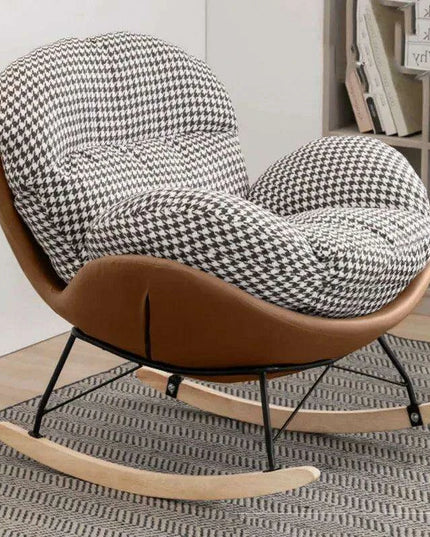 Plush Velvet Nordic Rocking Chair - Elegant Lounge Seating for Ultimate Relaxation