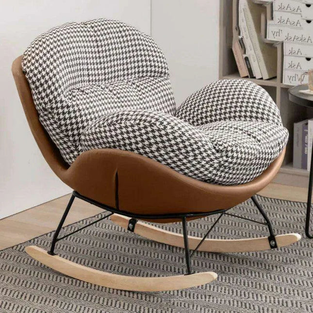 Plush Velvet Nordic Rocking Chair - Elegant Lounge Seating for Ultimate Relaxation