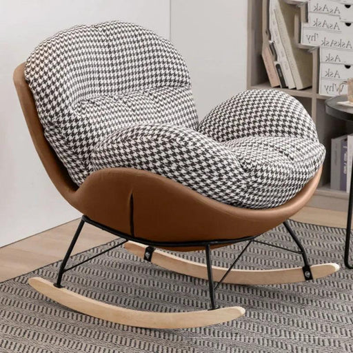Plush Velvet Nordic Rocking Chair - Elegant Lounge Seating for Ultimate Relaxation