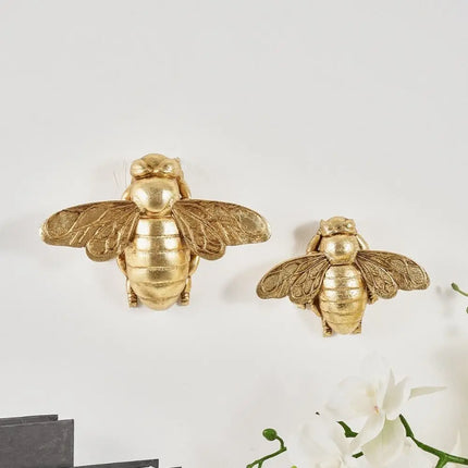 3D Handcrafted Golden Bee Wall Sculpture – Resin Wall Art