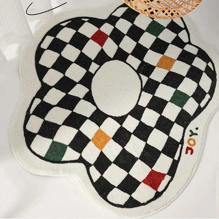 Retro Chic Checkerboard Plush Area Rug - Luxurious Home Enhancement