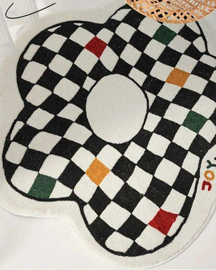 Retro Chic Checkerboard Plush Area Rug - Luxurious Home Enhancement