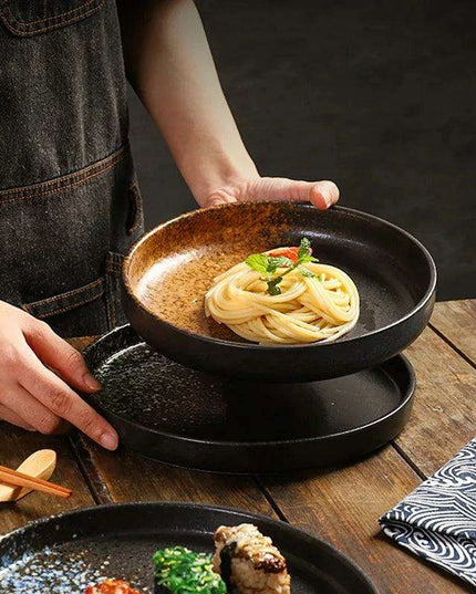 Chic 8-Inch Japanese-Inspired Ceramic Plate for Serving Pizza and Pasta