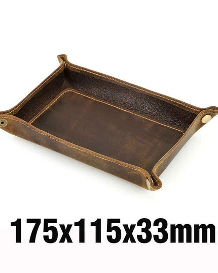 Elegant Cowhide Leather Organizer Tray for Keys, Wallets, and Coins: A Stylish Storage Solution