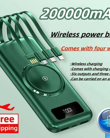 Ultra-High Capacity 200000 mAh Wireless Charger with Rapid Charging and LED Indicator - Your Ultimate Power Companion