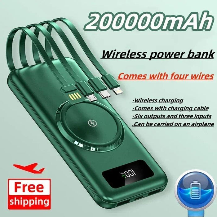 Ultra-High Capacity 200000 mAh Wireless Charger with Rapid Charging and LED Indicator - Your Ultimate Power Companion