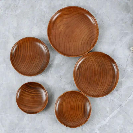 Stylish Unbreakable Acacia Wood Serving Plates - Versatile Round Dishes for Fruits, Snacks, and Desserts (10.5-17.5 Cm)