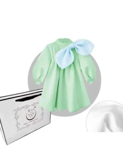 Charming Boutique Princess Dress for Girls with Elegant Bow and Puff Sleeves