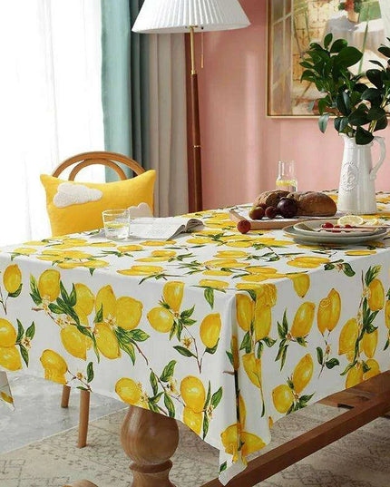 Vibrant Lemon Print Waterproof Rectangular Tablecloth for Festive Gatherings