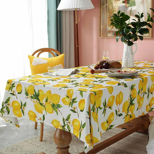 Lemon Sunshine Waterproof Rectangular Tablecloth for Joyous Occasions