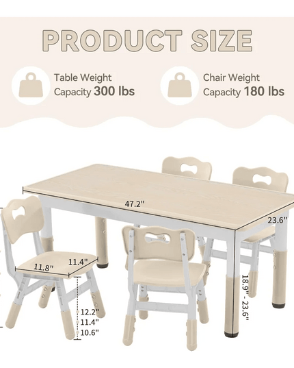 Adjustable Ergonomic Study Table and Chair Set for Kids Aged 3-8