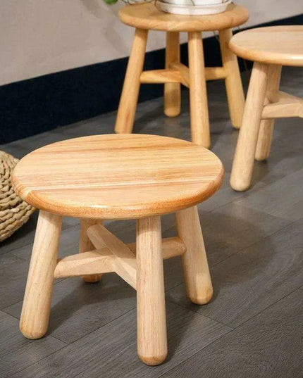 Rustic Kids' Round Wooden Bench - Stylish Multi-Use Stool for Home Decor