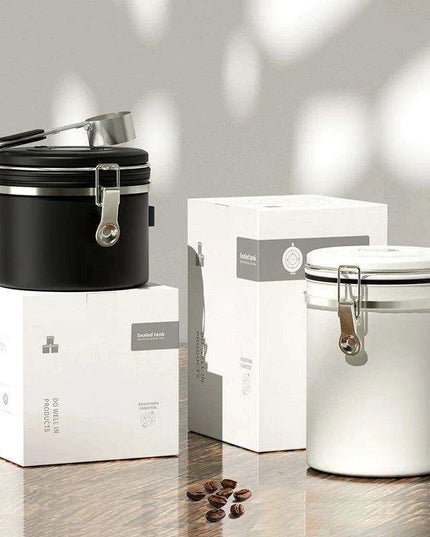 Stylish Stainless Steel Coffee Bean Canister with Date Tracker and Carbon Release Valve